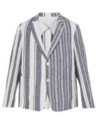 Matchesfashion.com Thom Browne - Striped Linen Blazer - Mens - Navy