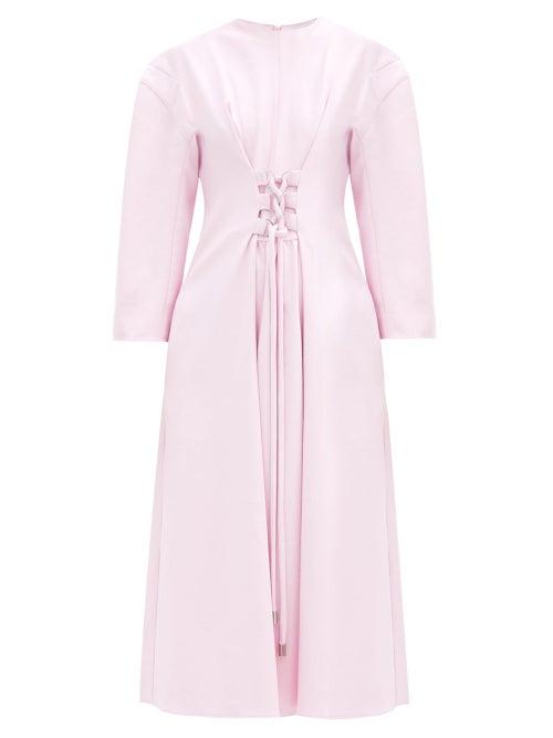 Matchesfashion.com Tibi - Lace-up Crepe Midi Dress - Womens - Light Pink