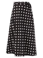 Matchesfashion.com Zimmermann - Bellitude Polka-dot Linen-blend Midi Skirt - Womens - Black White