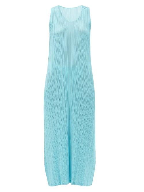 Matchesfashion.com Pleats Please Issey Miyake - Monthly Colours Technical-pleated Midi Dress - Womens - Blue