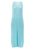 Matchesfashion.com Pleats Please Issey Miyake - Monthly Colours Technical-pleated Midi Dress - Womens - Blue