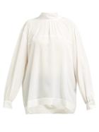 Matchesfashion.com Rochas - Orial Silk Blouse - Womens - Ivory