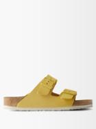 Birkenstock - Arizona Nubuck-leather Slides - Womens - Light Yellow
