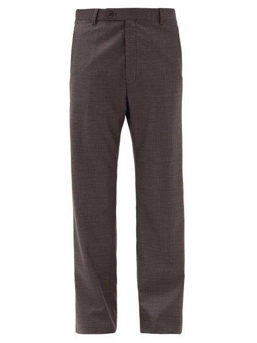 Matchesfashion.com Martine Rose - High-rise Check Wool Straight-leg Trousers - Womens - Brown