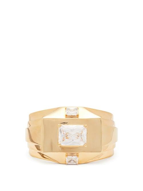 Matchesfashion.com The Attico - Forza Crystal Embellished Cuff - Womens - Gold