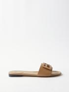 Fendi - Ff-logo Leather Sandals - Womens - Beige