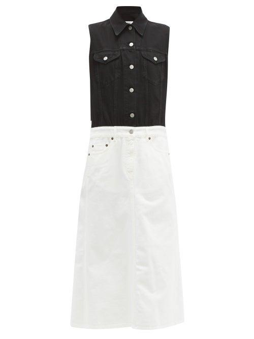 Matchesfashion.com Mm6 Maison Margiela - Two Tone Denim Shirtdress - Womens - Black White