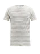 Matchesfashion.com Officine Gnrale - Striped Cotton-blend Jersey T-shirt - Mens - Beige