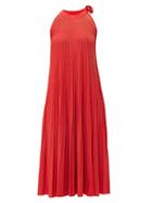 Matchesfashion.com Elie Saab - Tie Neck Metallic Ribbed Knit Midi Dress - Womens - Red