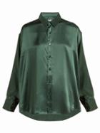 Matchesfashion.com Katharine Hamnett London - Nicola Long Sleeved Silk Shirt - Womens - Green