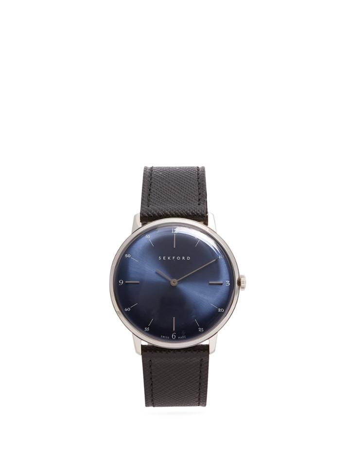Sekford Watches Type 1a Stainless-steel And Saffiano-leather Watch