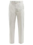 Mens Rtw Folk - Cotton-blend Straight-leg Trousers - Mens - Light Grey