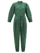 Matchesfashion.com Sea - Clara Belted Cotton-blend Jumpsuit - Womens - Green