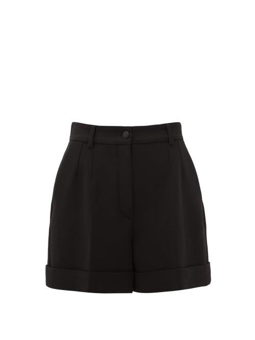 Matchesfashion.com Dolce & Gabbana - High-rise Virgin Wool-blend Crpe Shorts - Womens - Black