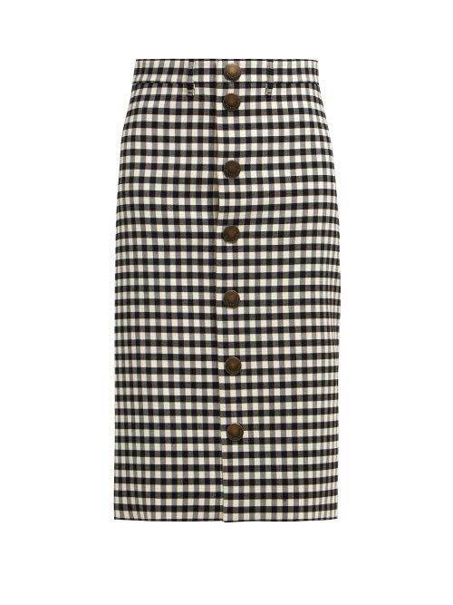 Matchesfashion.com Balenciaga - Vichy Gingham Pencil Skirt - Womens - Black White