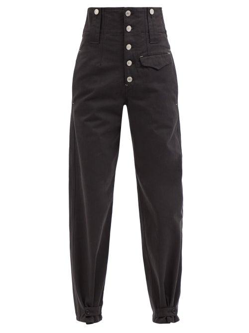 Isabel Marant - Darlena High-rise Cuff-button Cotton Trousers - Womens - Black