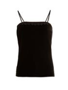 Matchesfashion.com Racil - Fife Macram Lace Trimmed Velvet Top - Womens - Black