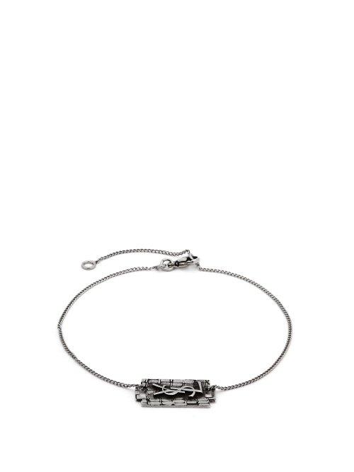 Matchesfashion.com Saint Laurent - Razor Blade Logo Charm Bracelet - Mens - Silver