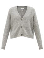 Ganni - V-neck Rib-knitted Cardigan - Womens - Grey