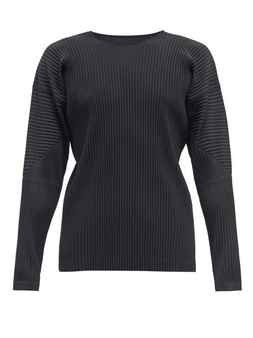 Homme Pliss Issey Miyake - Technical-pleated Long-sleeved T-shirt - Mens - Black