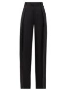 Matchesfashion.com Bottega Veneta - High-rise Wide-leg Silk Trousers - Womens - Black