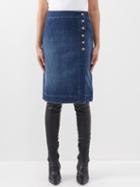 Bottega Veneta - Buttoned Denim Skirt - Womens - Mid Denim