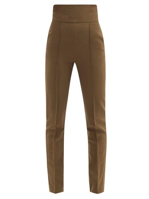 Matchesfashion.com Alexandre Vauthier - High-rise Front-seam Slim-leg Trousers - Womens - Khaki