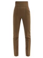 Matchesfashion.com Alexandre Vauthier - High-rise Front-seam Slim-leg Trousers - Womens - Khaki