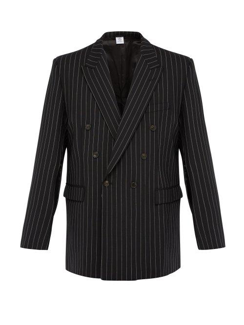 Matchesfashion.com Vetements - Double Breasted Pinstripe Wool Blend Blazer - Mens - Black