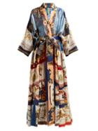 Matchesfashion.com Rianna + Nina - Patchwork Print Silk Kimono Style Coat - Womens - Multi