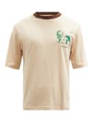 Matchesfashion.com Wales Bonner - Johnson Crest-print Organic Cotton-jersey T-shirt - Mens - Beige