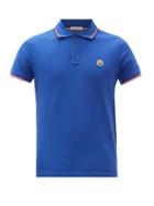 Matchesfashion.com Moncler - Logo-appliqu Cotton-piqu Polo Shirt - Mens - Blue