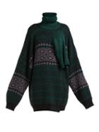 Matchesfashion.com Raf Simons - Draped Panel Fairisle Lam Sweater - Womens - Green Multi