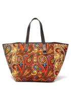 Matchesfashion.com Jw Anderson - Belt Strap Paisley Print Leather Trimmed Tote - Womens - Orange Multi