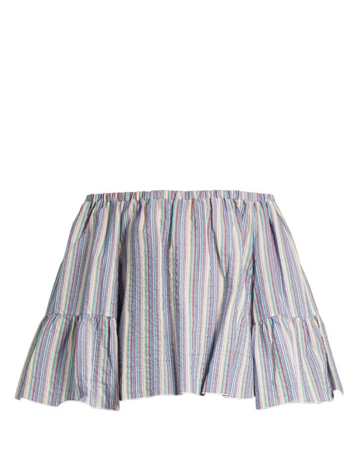 See By Chloé Off-the-shoulder Striped Seersucker Top