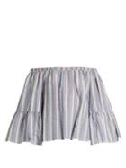 See By Chloé Off-the-shoulder Striped Seersucker Top
