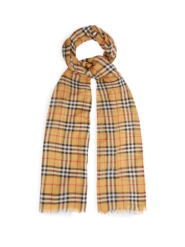 Burberry Vintage Check Wool And Silk Scarf