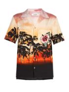 Matchesfashion.com Valentino - Embellished Sunset Print Cotton Shirt - Mens - Multi