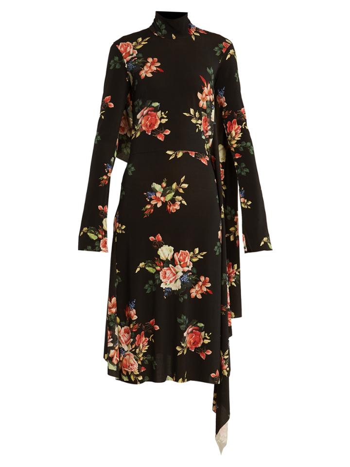 Vetements Open-back Floral-print Crepe-cady Dress