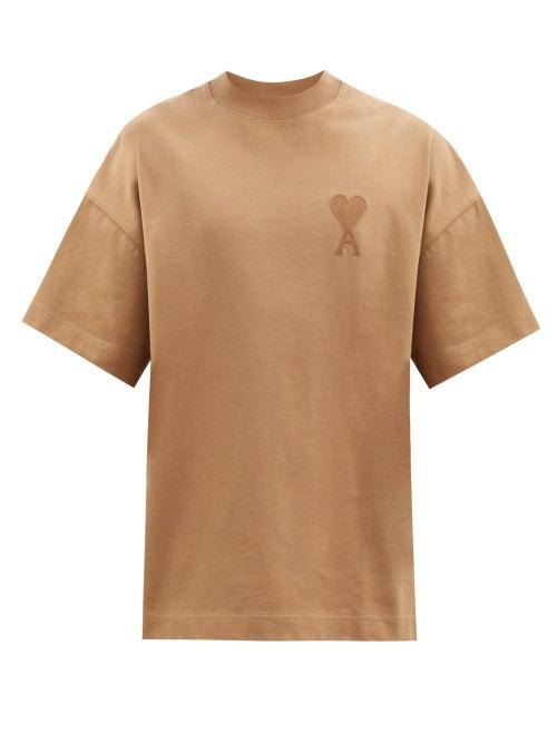 Matchesfashion.com Ami - Ami De Coeur Logo-patch Cotton-jersey T-shirt - Mens - Beige