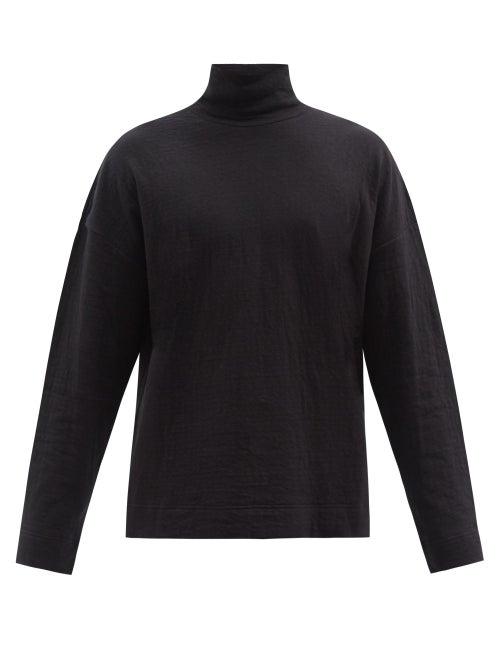 Mens Rtw Raey - Funnel-neck Long-sleeved T-shirt - Mens - Black