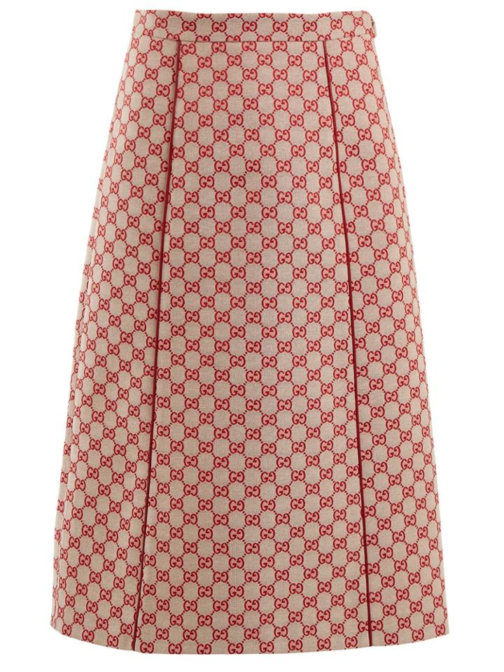 Gucci Gg Logo-jacquard Cotton-blend Skirt