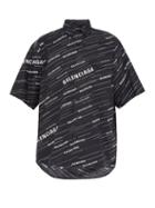 Matchesfashion.com Balenciaga - Logo Print Cotton Shirt - Mens - Black Grey