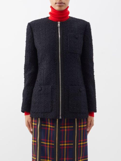 Gucci - Braid-trimmed Tweed Jacket - Womens - Black
