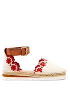 Matchesfashion.com See By Chlo - Laser Cut Leather Espadrilles - Womens - Red White