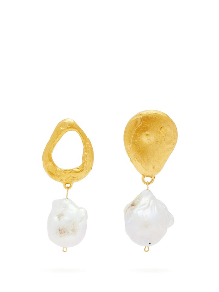 Alighieri The Infernal Storm Gold-plated Pearl Drop Earrings