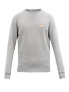 Matchesfashion.com Maison Kitsun - Chillax Fox-patch Cotton-jersey Sweatshirt - Mens - Grey