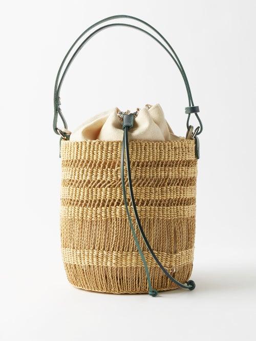 Muu - Minette Leather-trim Basket Bag - Womens - White Multi