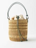 Muu - Minette Leather-trim Basket Bag - Womens - White Multi