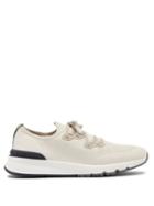 Mens Shoes Brunello Cucinelli - Suede-trim Mesh Trainers - Mens - Cream